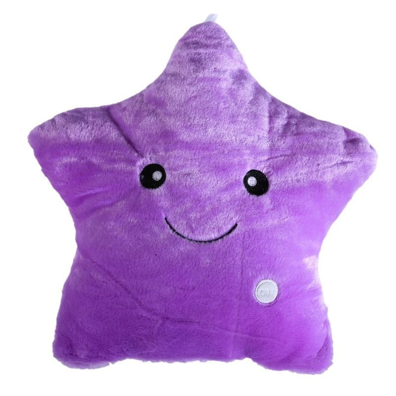 Cojín de Peluche con Luz LED de Colores – Almohada Estrella de 34 cm, Suave y Brillante para Niños