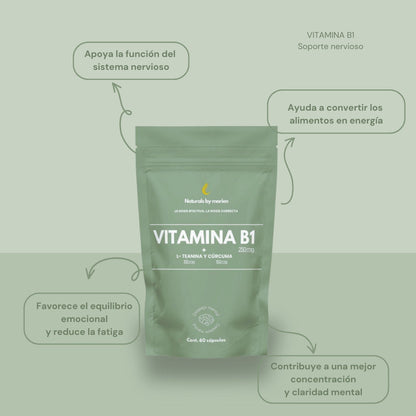 Vitamina B1 + L Teanina y Cúrcuma (60 cápsulas)