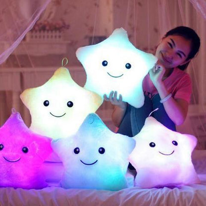 Cojín de Peluche con Luz LED de Colores – Almohada Estrella de 34 cm, Suave y Brillante para Niños
