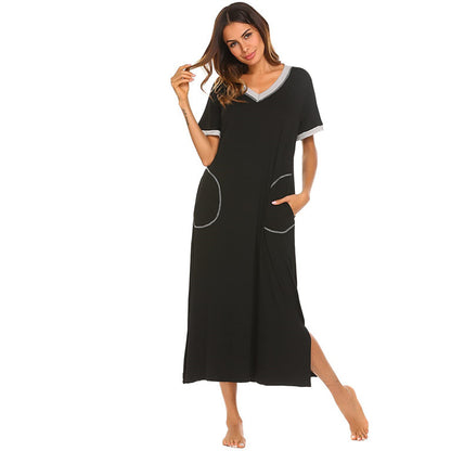 Conjunto de pijama de algodon suave para mujer con bolsillos