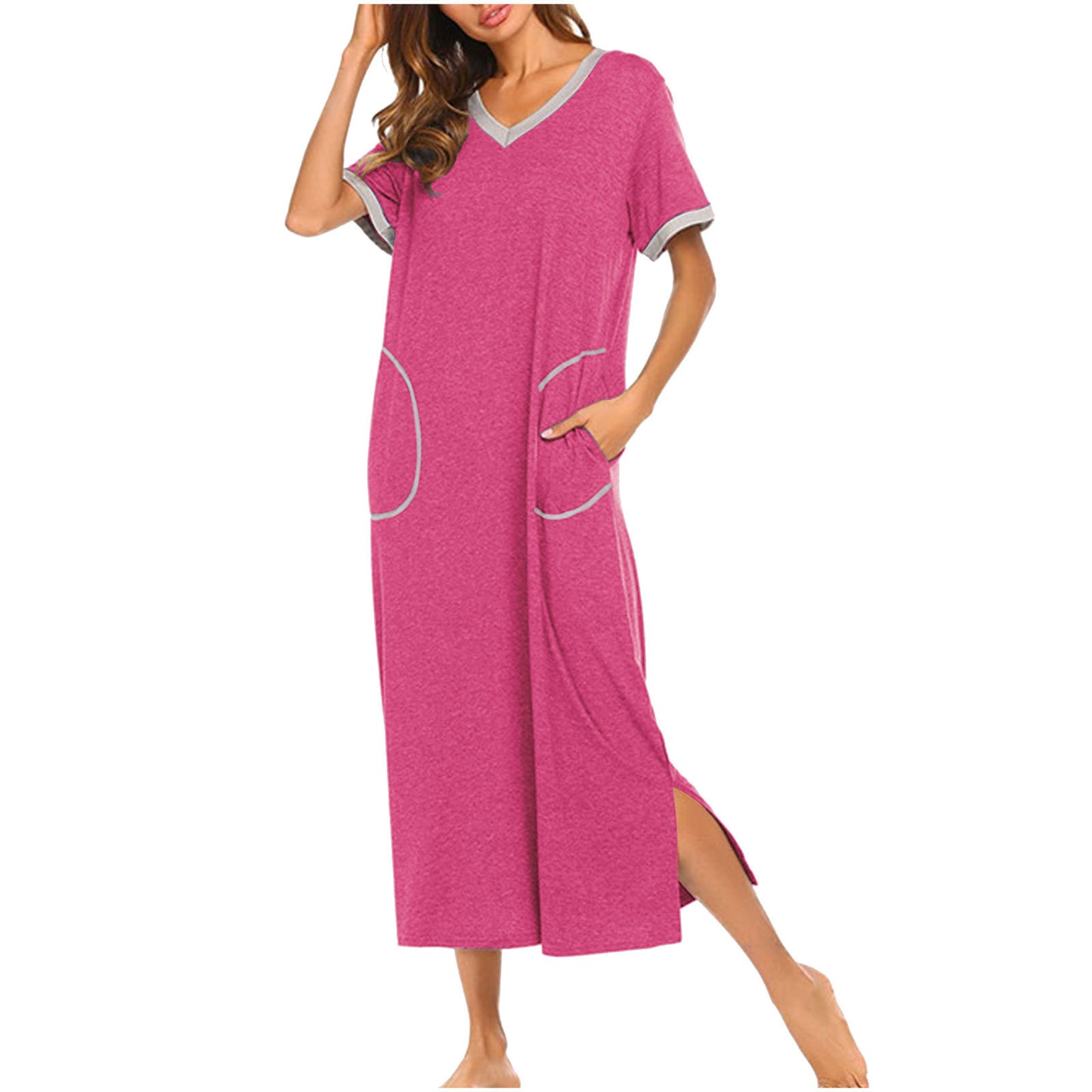 Conjunto de pijama de algodon suave para mujer con bolsillos