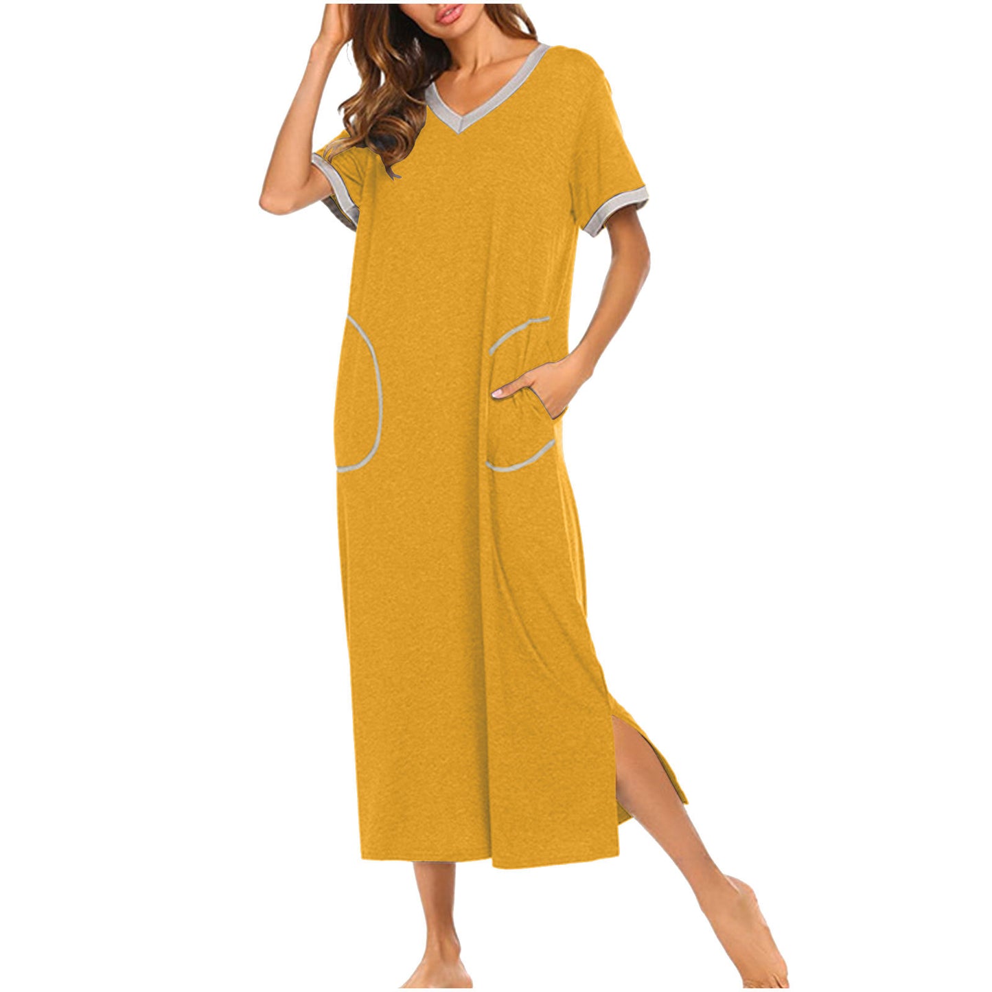 Conjunto de pijama de algodon suave para mujer con bolsillos