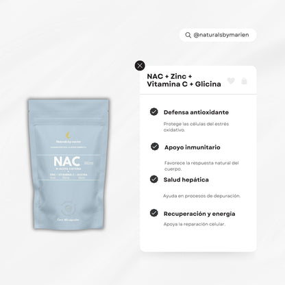 NAC N-Acetil Cisteína+Zinc, Vit C y Glicina (60 cáps)