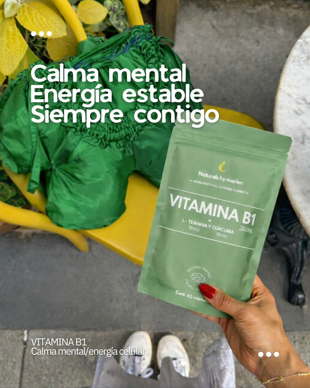 Vitamina B1 + L Teanina y Cúrcuma (60 cápsulas)