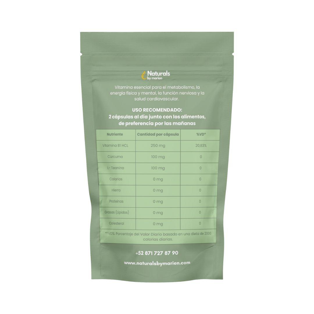 Vitamina B1 + L Teanina y Cúrcuma (60 cápsulas)