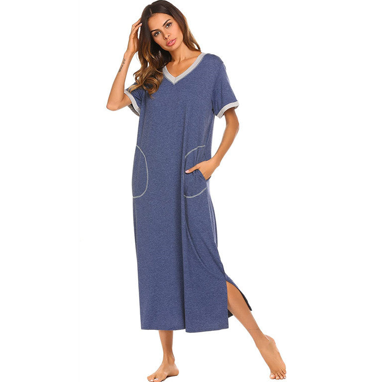 Conjunto de pijama de algodon suave para mujer con bolsillos