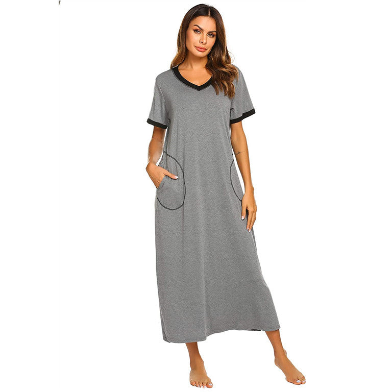 Conjunto de pijama de algodon suave para mujer con bolsillos